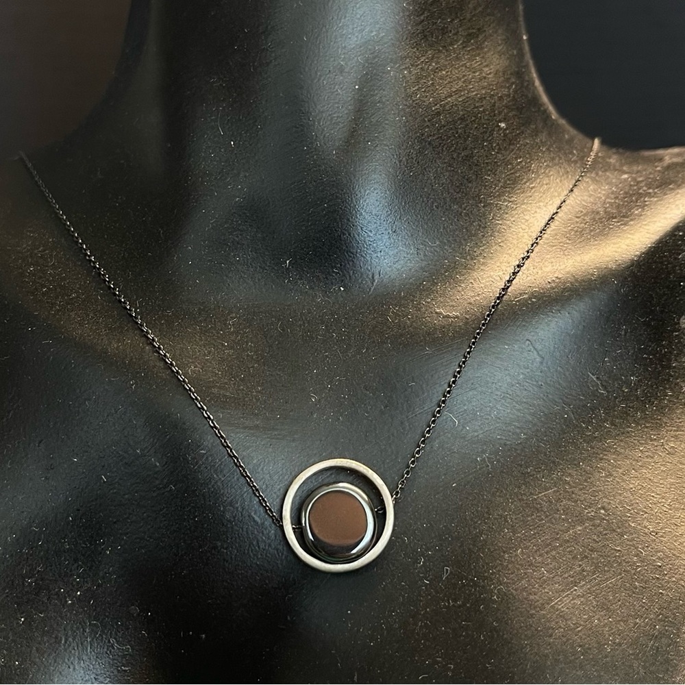 Sterling silver fidget hematite black chain necklace
